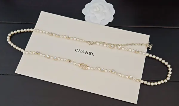 Chanel CC Strass And Heart Motif Pearl Sautoir Necklace – Light Gold-Tone