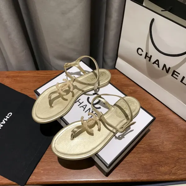 Chanel Logo Embroidered Shearling Cream Slides