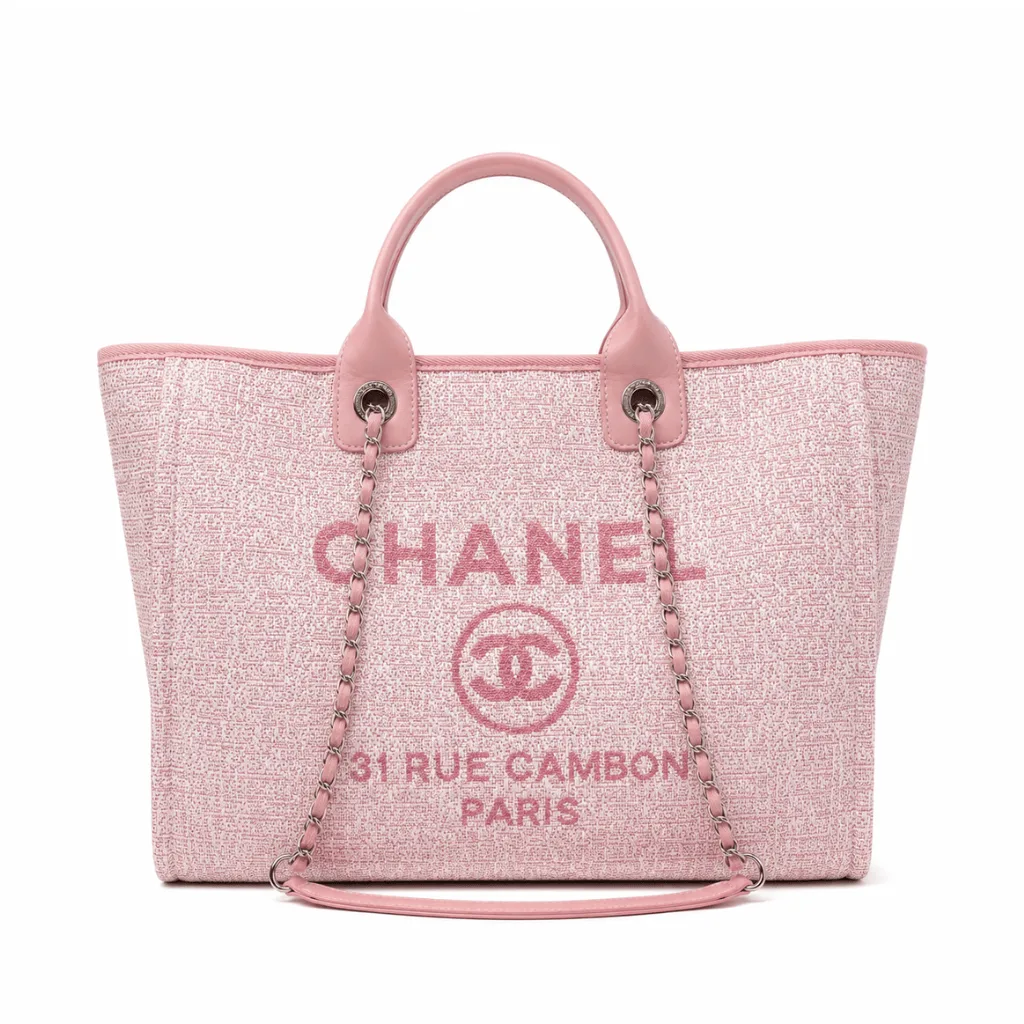 Chanel Deauville Medium Canvas Pink Shopping Tote Bag 39Cm Main image