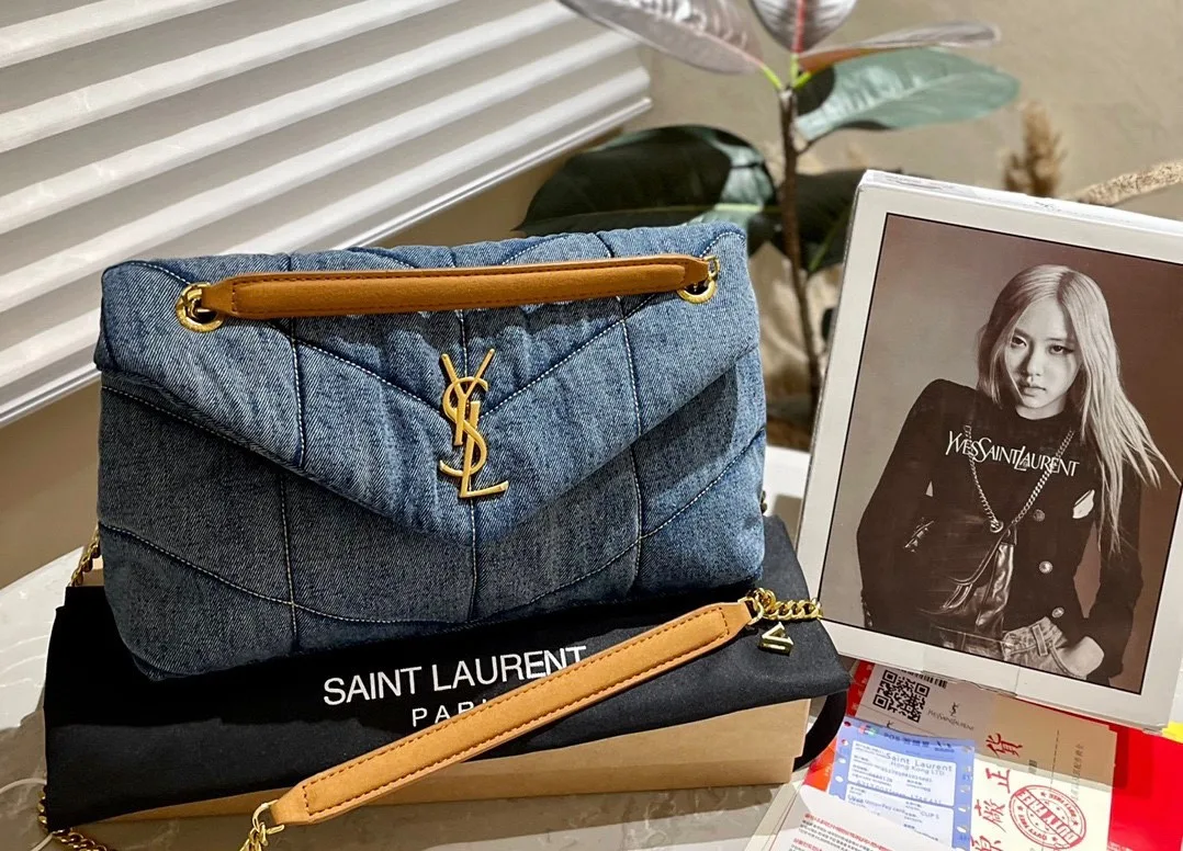 Saint Laurent Puffer Medium In Suede And Denim 30Cm 5774752Pt674575 Secondary image