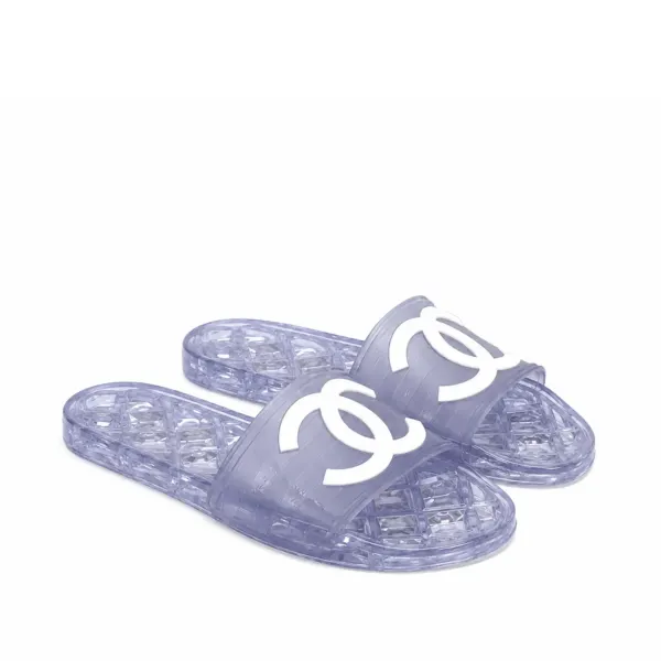Chanel CC Glossy Transparent Slippers