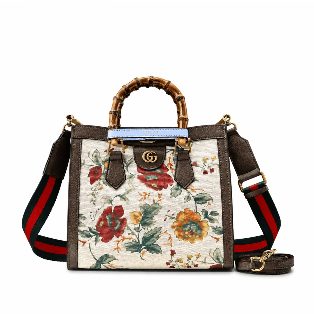 Gucci Diana Bamboo Floral Print Canvas Tote Bag Beige 678842 Main image