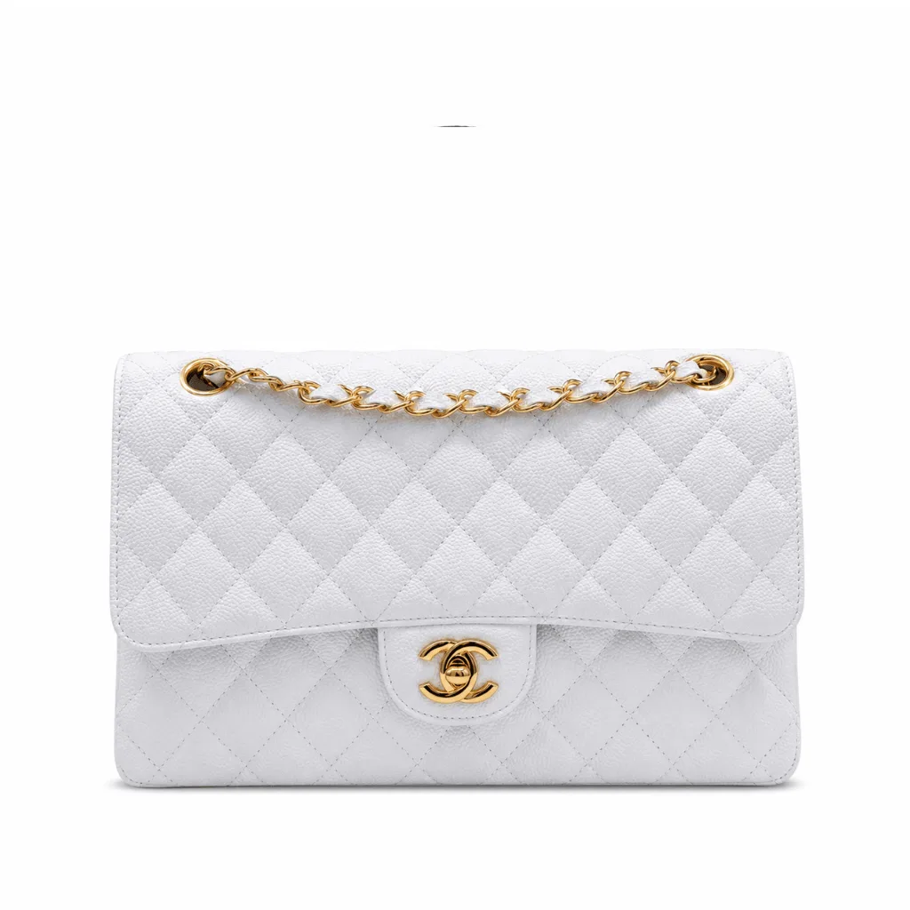 Chanel Classic Flap Medium Caviar Quilted Snow White Gold Hardware 25Cm Main image