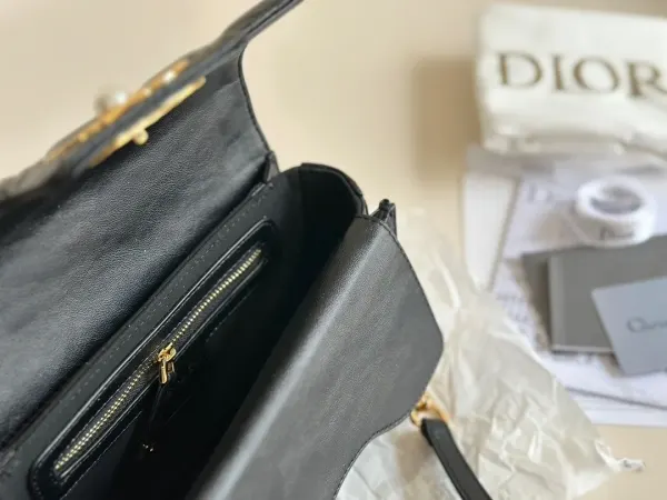 Dior Jolie Small Top Handle Bag Black Cannage Calfskin