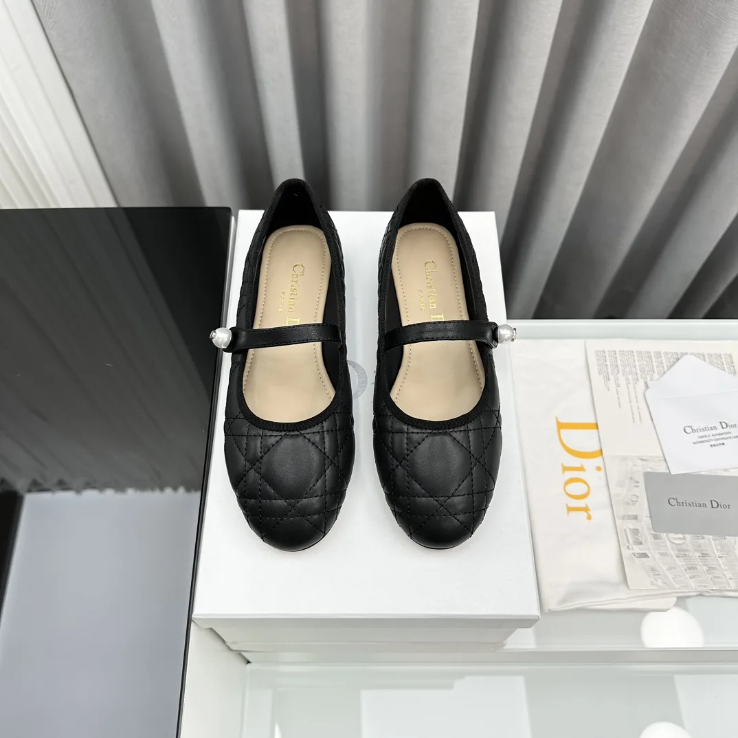 Dior Ballet Flat Black Quilted Cannage Calfskin Kcb860Cqc S900