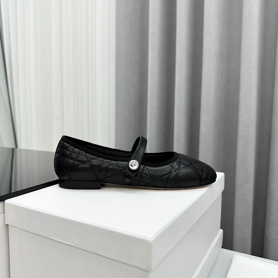 Dior Ballet Flat Black Quilted Cannage Calfskin Kcb860Cqc S900