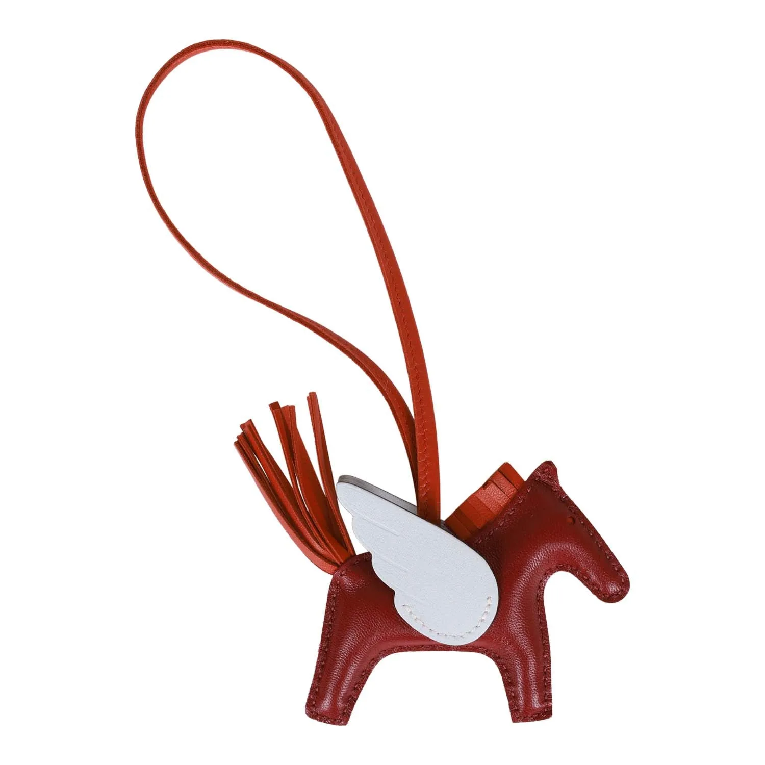 Hermes Rouge Grenat/Cornaline/Bleu Brume Pegasus Horse Rodeo Bag Charm PM Secondary image