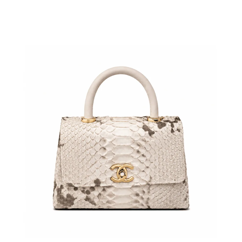 Chanel Off White Python Medium Coco Top Handle Bag 22CM Main image