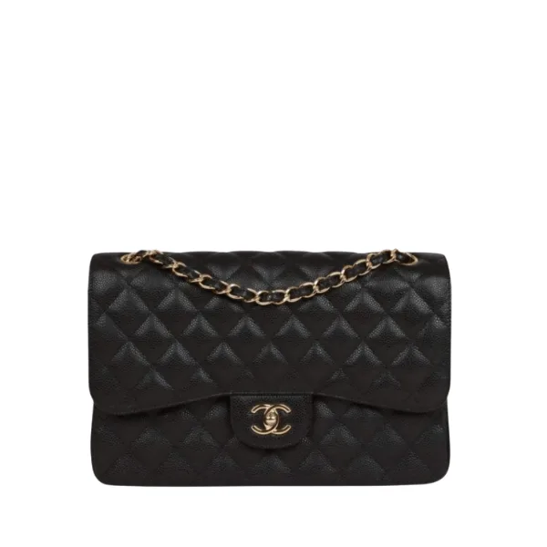 Chanel Large Classic Double Flap Bag Black With Gold Hardware Main image