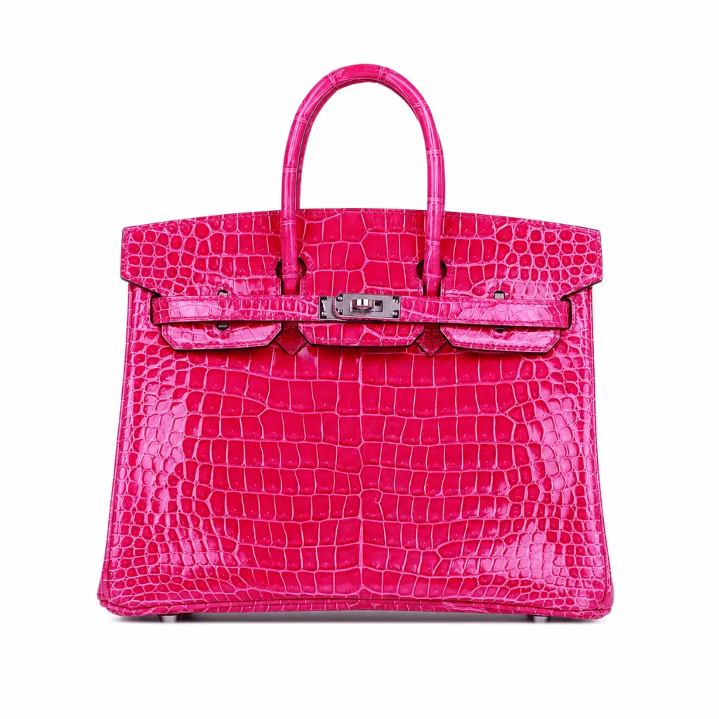 H Birkin 30 Rose Mexico Shiny Porosus Crocodile Palladium Hardware Main image