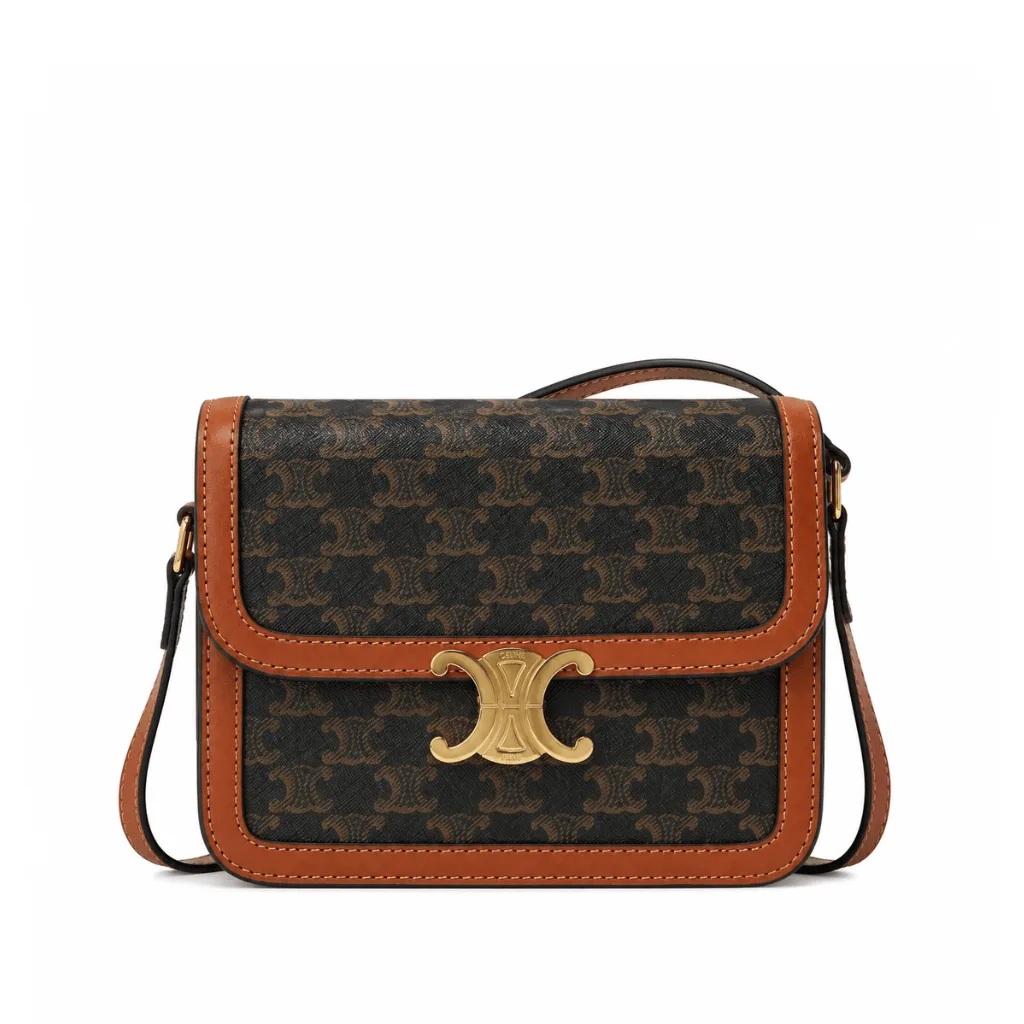 Celine Classique Triomphe Bag In Triomphe Canvas And Calfskin Tan 22Cm 191242Bz404Lu Main image