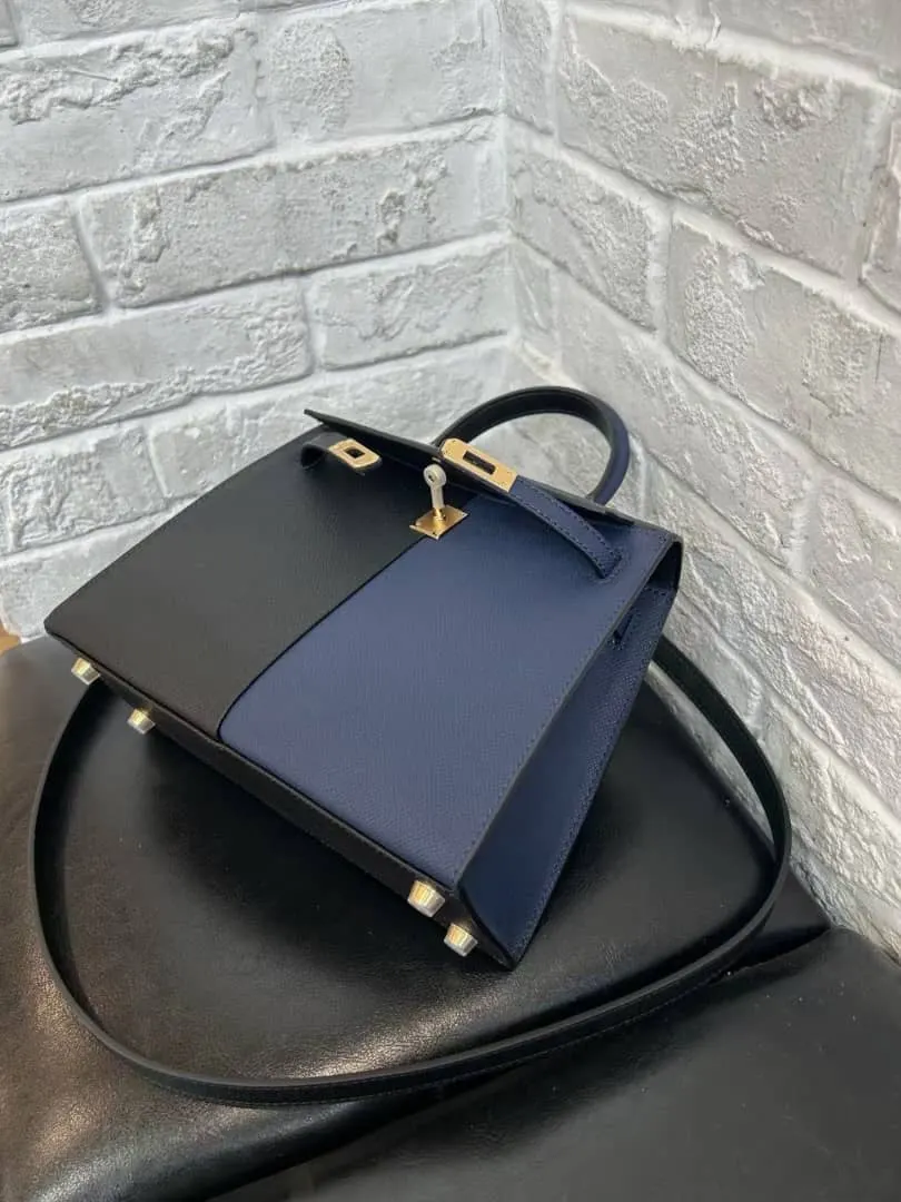 H Kelly 28 Sellier Black Blue Indigo Blue Frida Epsom Gold Hardware Secondary image