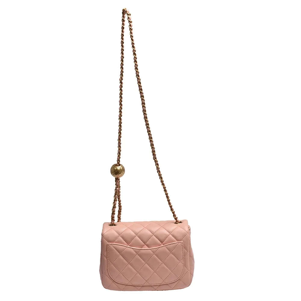 Chanel Pearl Crush Square Mini Flap Bag GHW Peachy Pink Secondary image