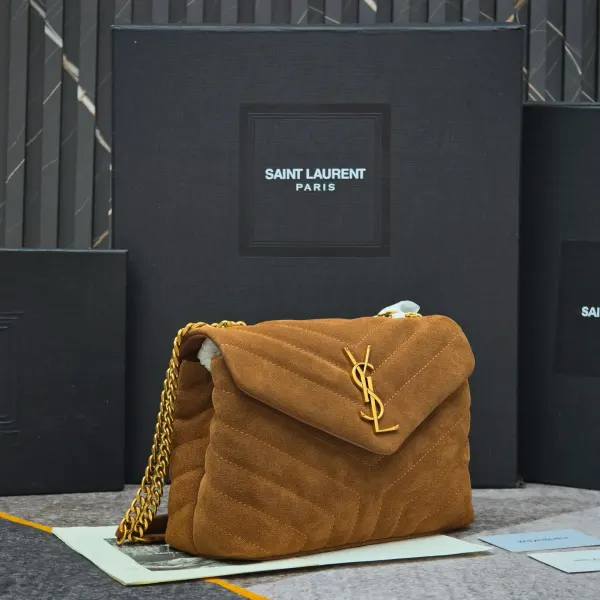 Saint Laurent Suede Toy Loulou Shoulder Bag Cinnamon