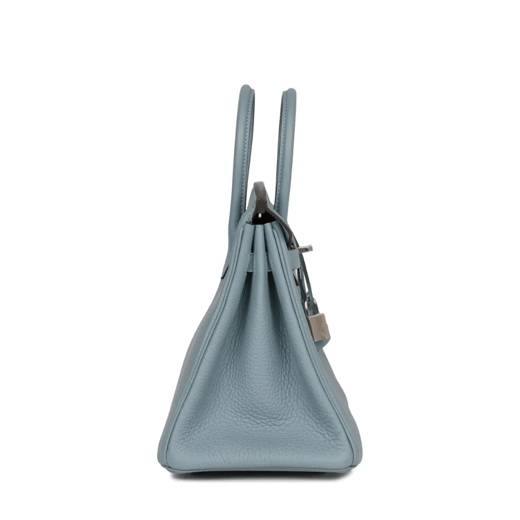 H Birkin 25 Bleu Lin Verso Togo Palladium Hardware