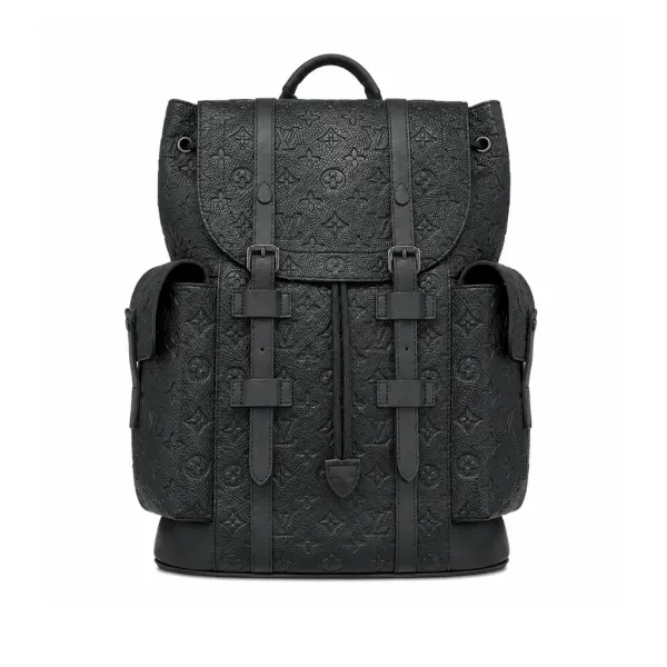 Louis Vuitton Christopher Backpack Mm Taurillon Monogram Black 45Cm M55699