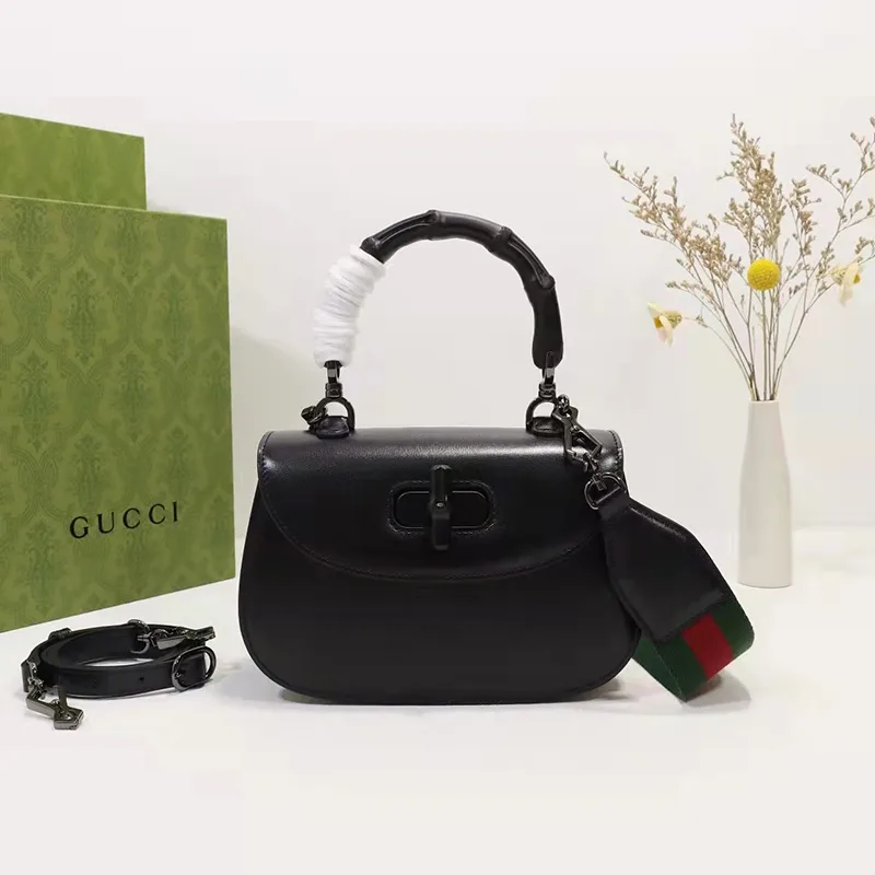 Gucci Bamboo 1947 Small Top Handle Bag In Black