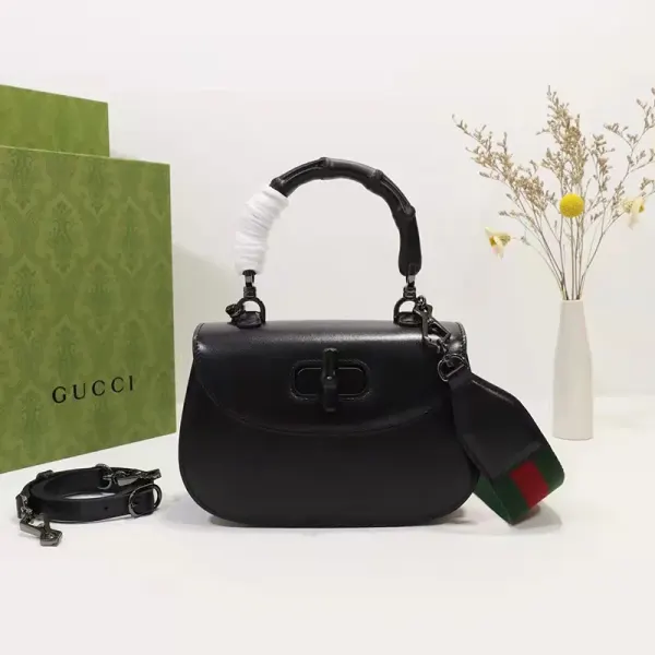 Gucci Bamboo 1947 Small Top Handle Bag In Black