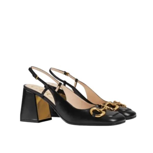 Gucci Women’s Mid Heel Slingback With Horsebit Black 643892 C9D00 1000 Main image
