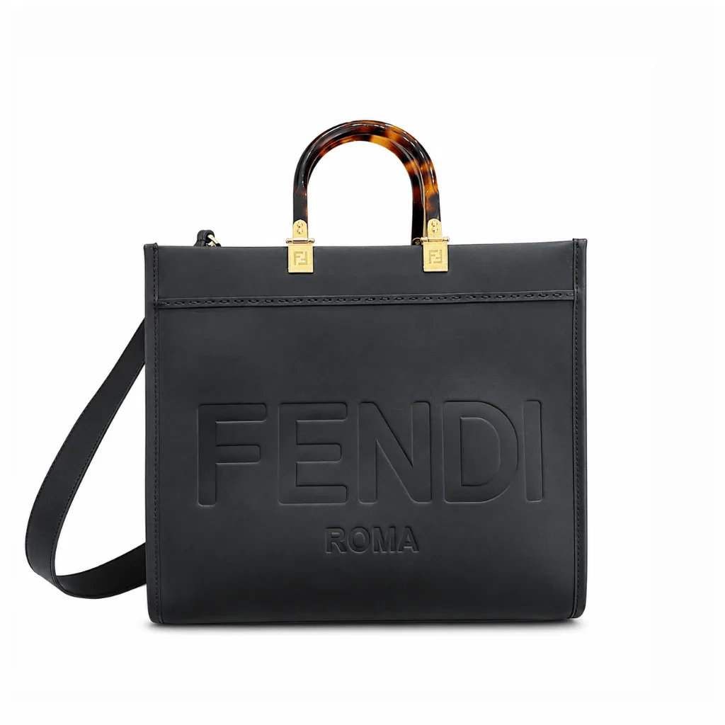 Fendi Sunshine Medium Black Leather Shopper 35Cm 8Bh386Abvlf0Kur Main image