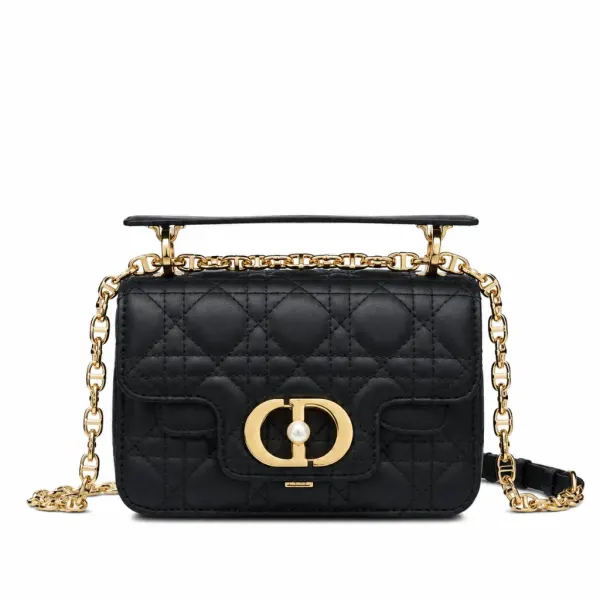 Dior Jolie Small Top Handle Bag Black Cannage Calfskin