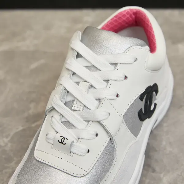 Chanel Suede And Leather Cc Low Top Sneakers White Pink