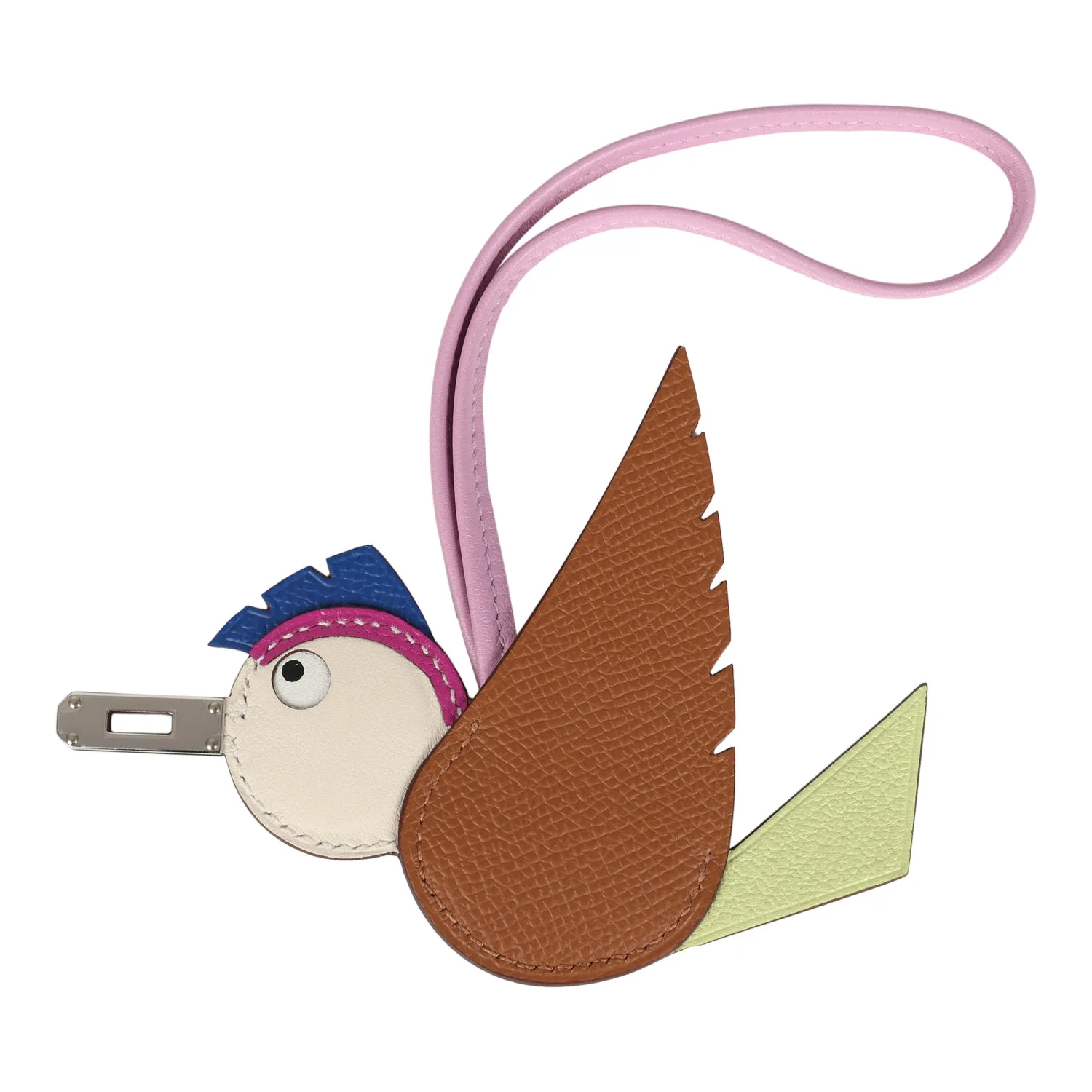 Hermes Birdy Charm Gold, Jaune Bourgeon, Craie, Magnolia, Bleu France Epsom, Chevre & Swift Palladium Hardware Main image