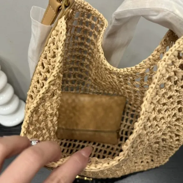 Saint Laurent Oxalis In Raffia Crochet And Leather Vintage Brown 41Cm 773984Gaaeb9718