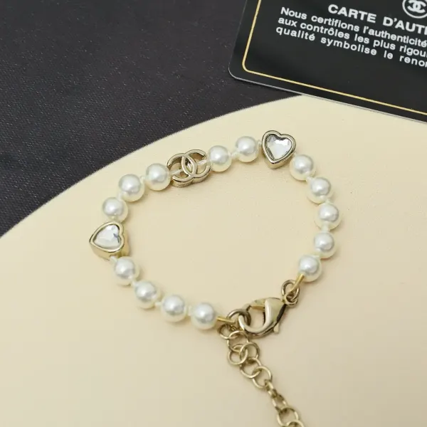 Chanel 25B Double C Heart Pearl Bracelet