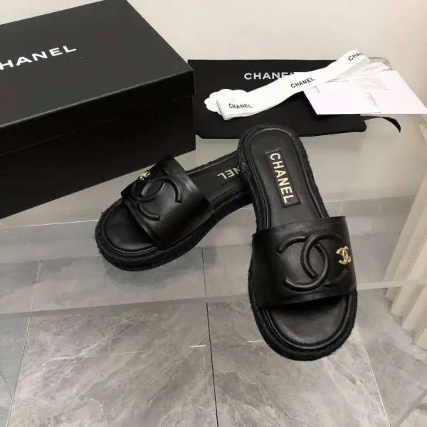 Chanel Black Slide CC Logo