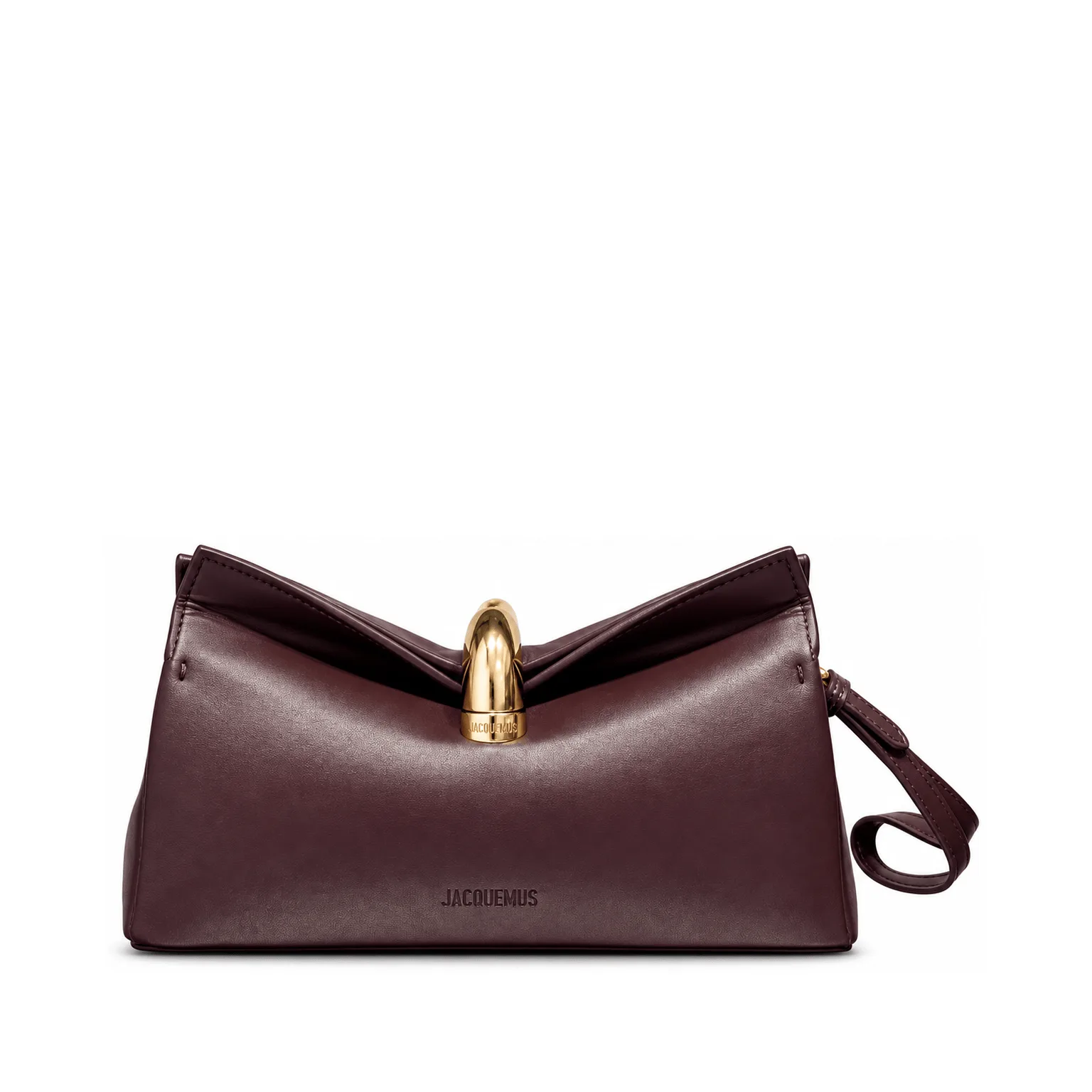 Jacquemus Le Calino Bag Burgundy Smooth Leather Gold-tone Metal Clasp Wristlet Main image