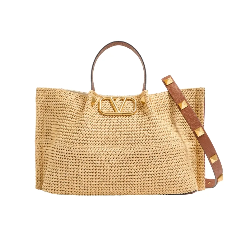 Valentino Garavani Medium Straw Summer Tote Beige 35Cm 7W2B0K39Yce D84 Main image