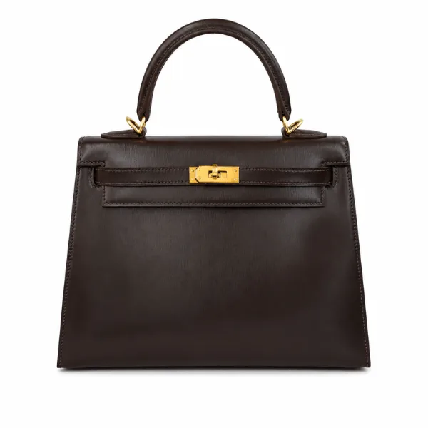 H 25cm Kelly Sellier Chocolate Gold Hardware Main image