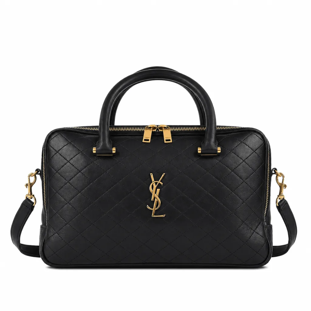 Saint Laurent YSL Lambskin Lyia Quilted Duffle Bag Black Main image
