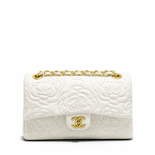Chanel Flap Bag With Camellia Flower Chain White 26Cm Main image