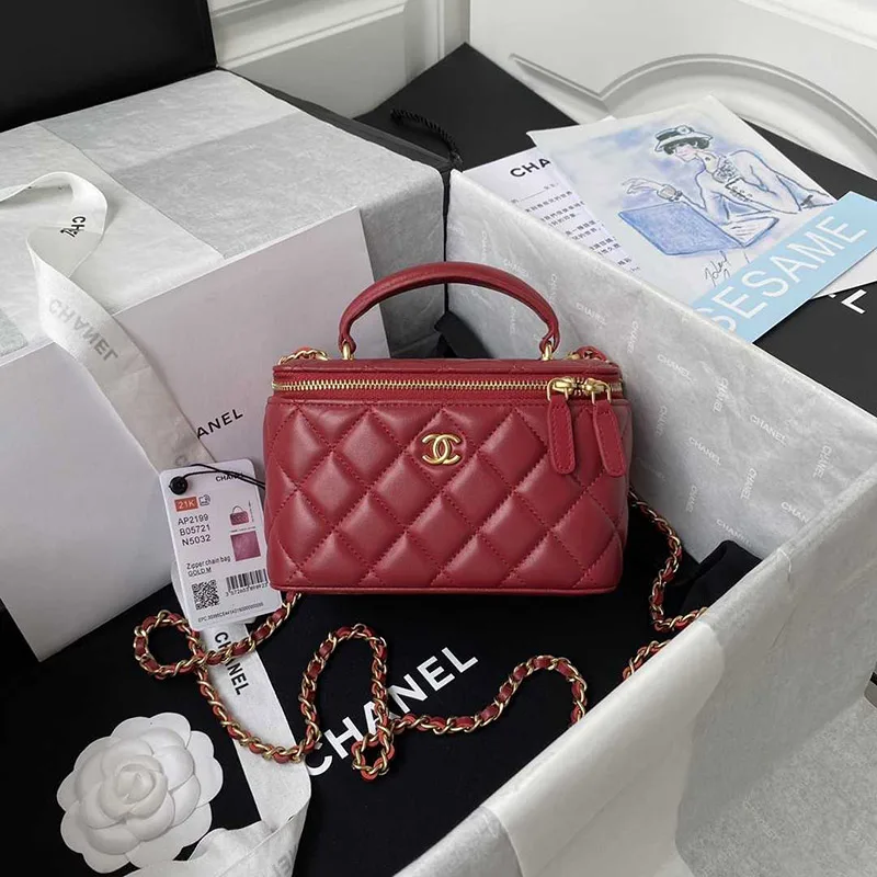 Chanel Top Handle Vanity Small Rectangular Red With Gold Hardware Secondary image