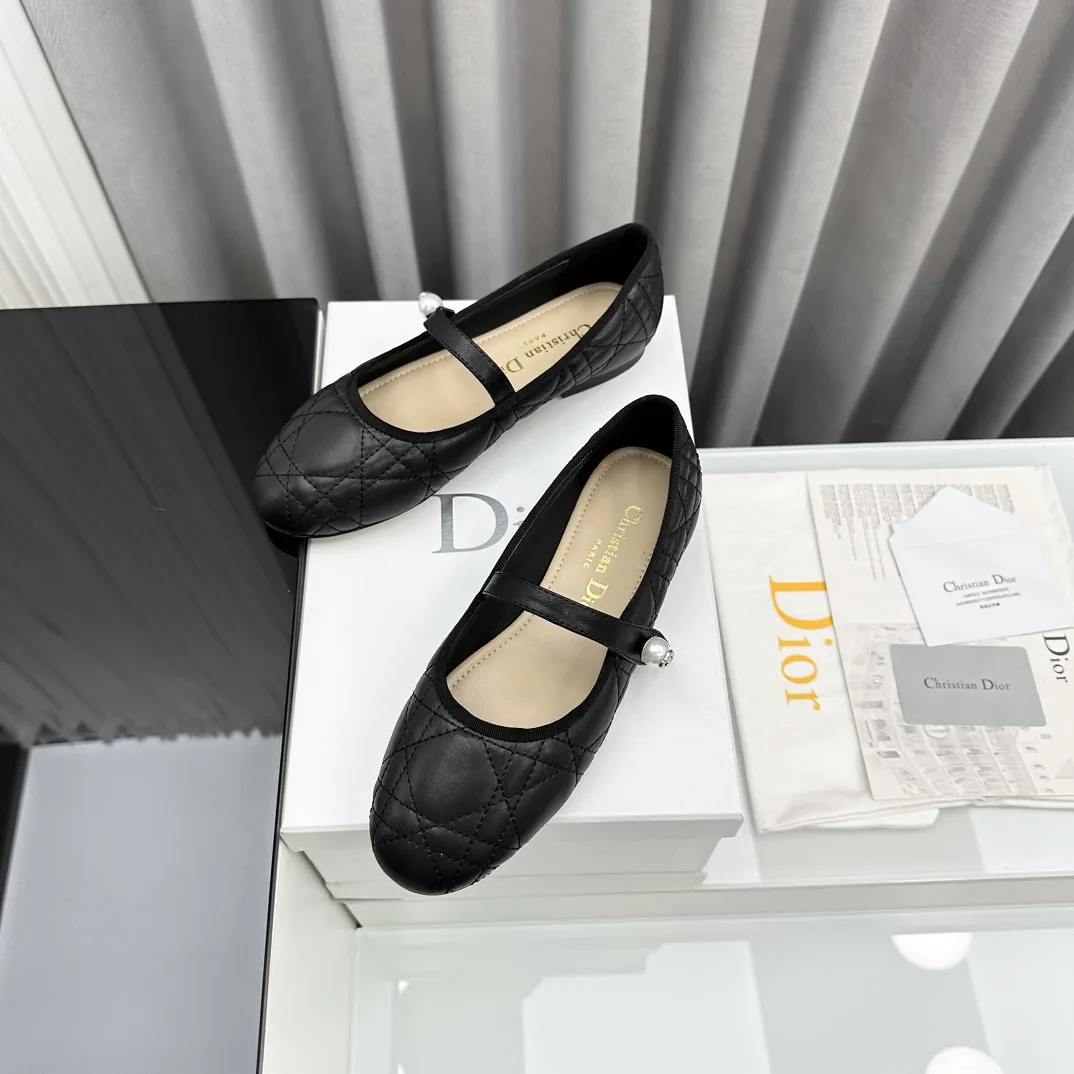 Dior Ballet Flat Black Quilted Cannage Calfskin Kcb860Cqc S900