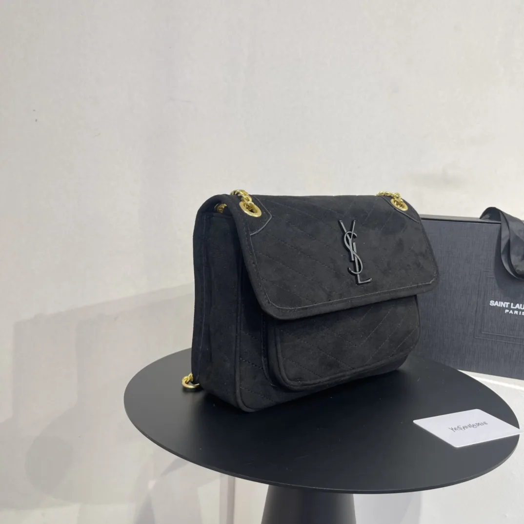 Saint Laurent Niki Baby Chain Bag In Suede Black Secondary image
