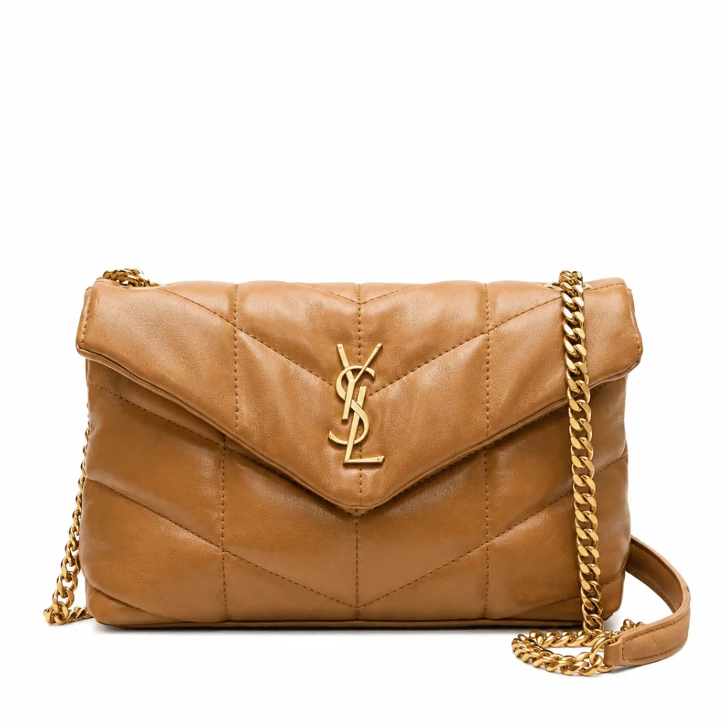 Saint Laurent Puffer Toy Bag In Quilted Lambskin Light Brown 26Cm Main image