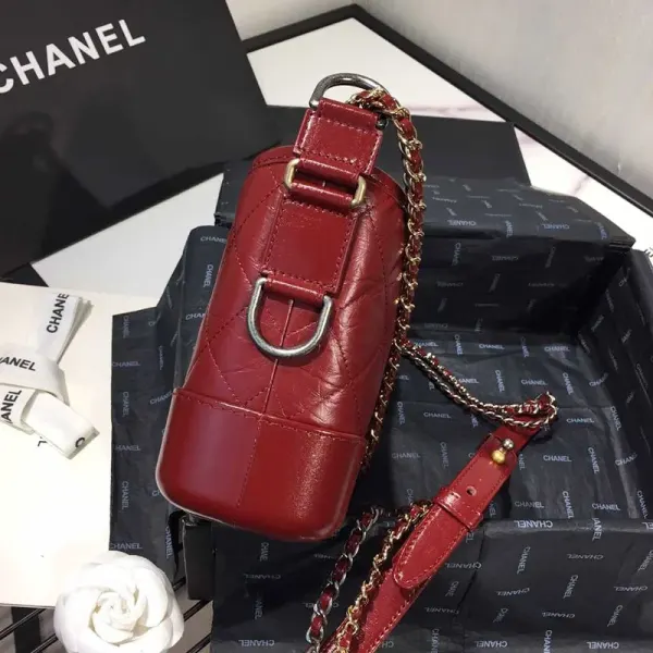 Chanel Gabrielle Quilted Aged Calfskin Small Hobo Burgundy Bag