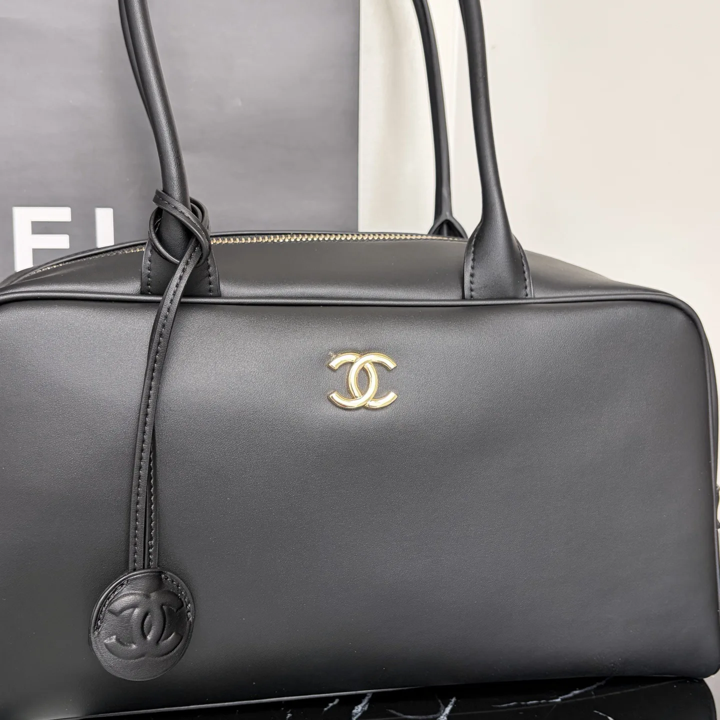Chanel Large “Perfect Bowling” Bag Black Calfskin Gold Hardware Secondary image
