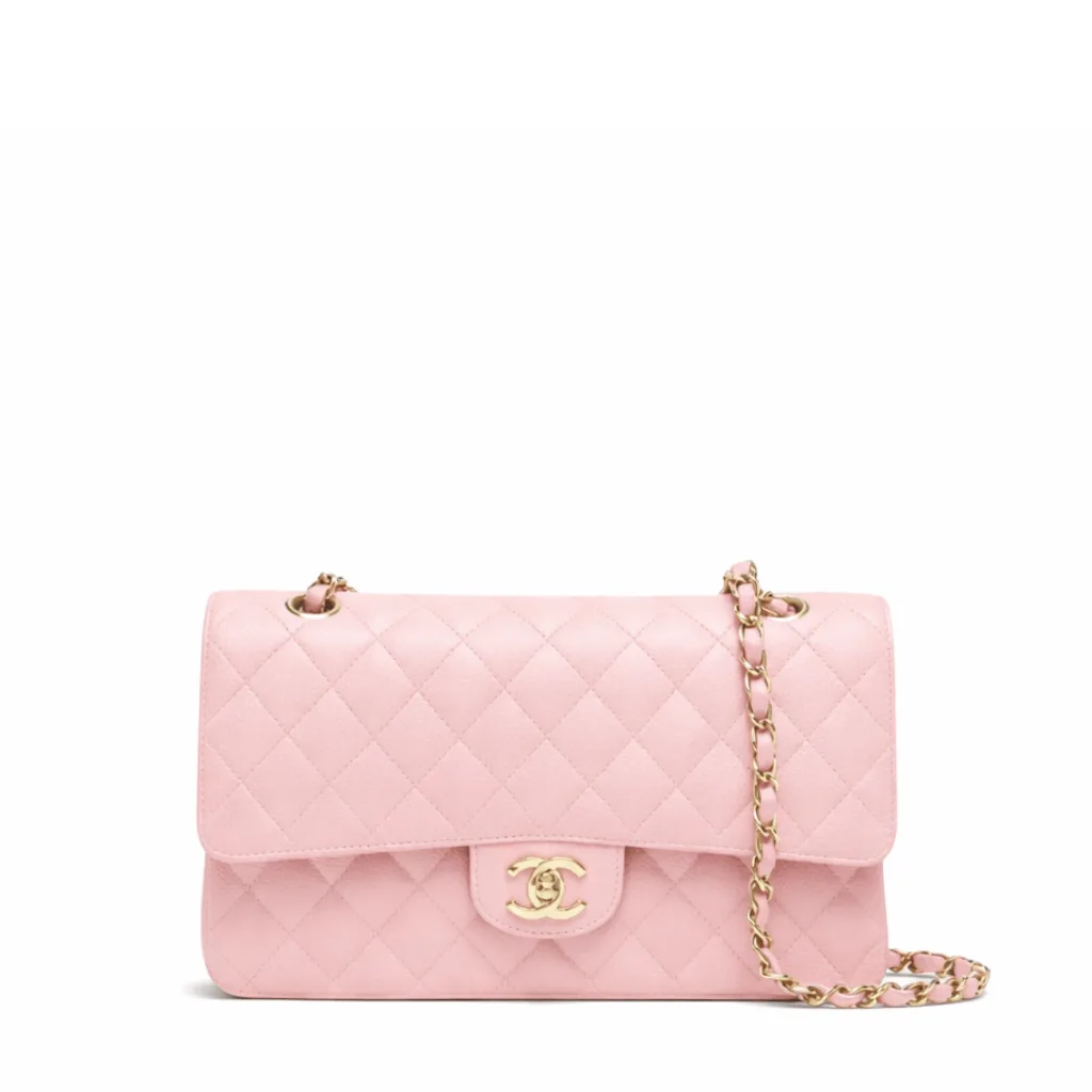 Chanel Light Pink Quilted Caviar Medium Classic Double Flap Light Gold Hardware Main image