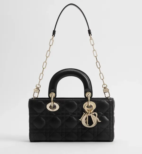 Small Lady D-Joy Bag Black Cannage Lambskin 22cm