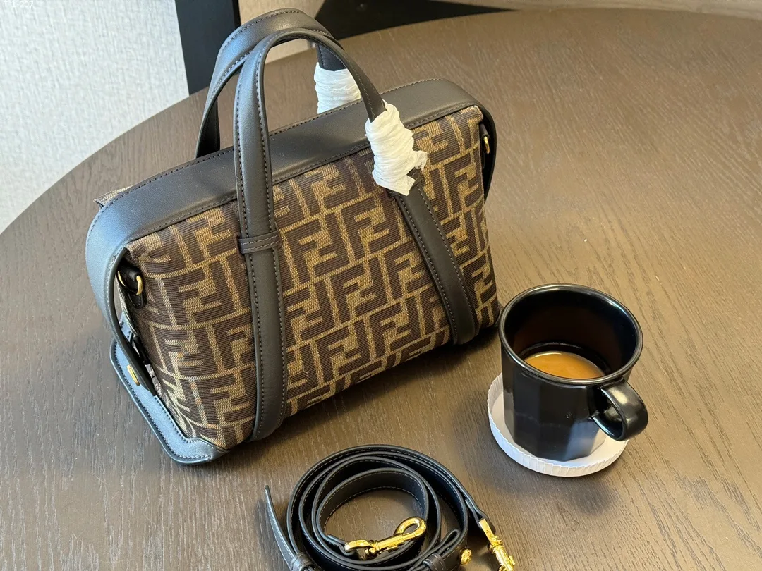 Fendi Boston 365 Brown Ff Jacquard Fabric Bag 27Cm 8Bl152Alp3F1N1S Secondary image