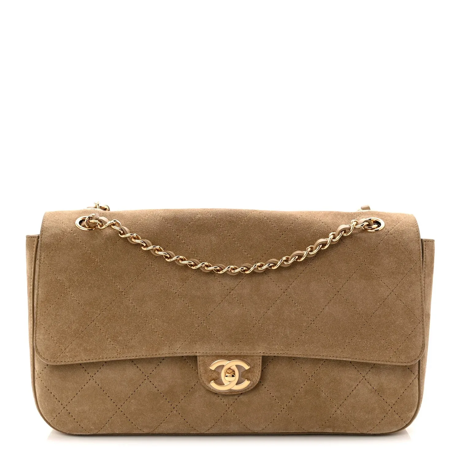 Chanel Suede Calfskin “Souplissimo” Flap Dark Beige Gold Hardware Main image