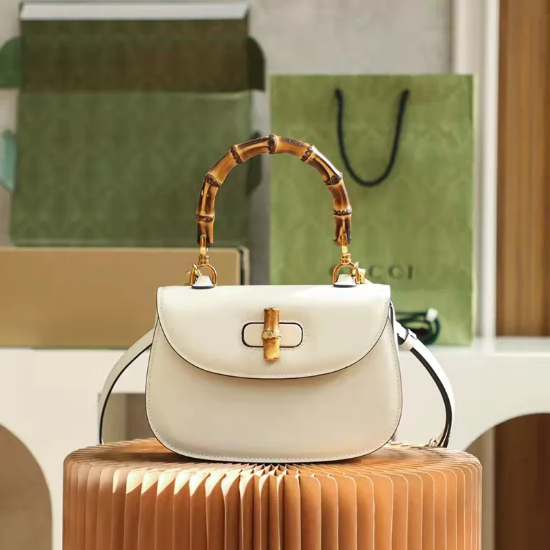 Gucci Bamboo 1947 Small Top Handle Bag In White Secondary image