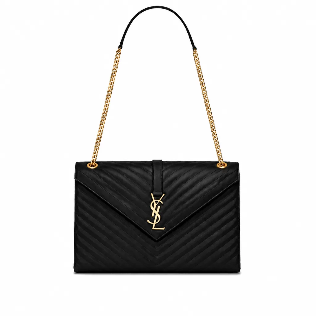 Saint Laurent Black Chevron Quilted Leather Large Envelope Bag 31Cm Main image