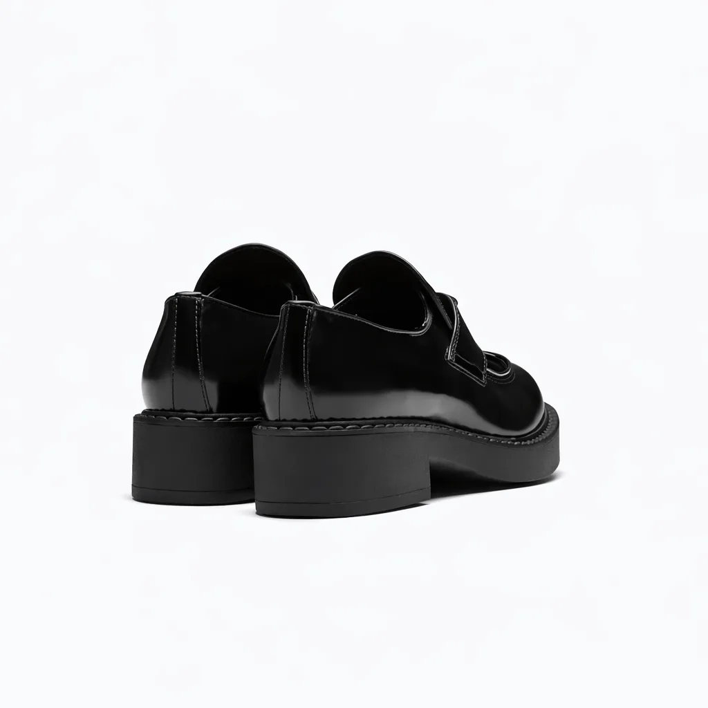 Prada Brushed Leather Loafers in Black Secondary image