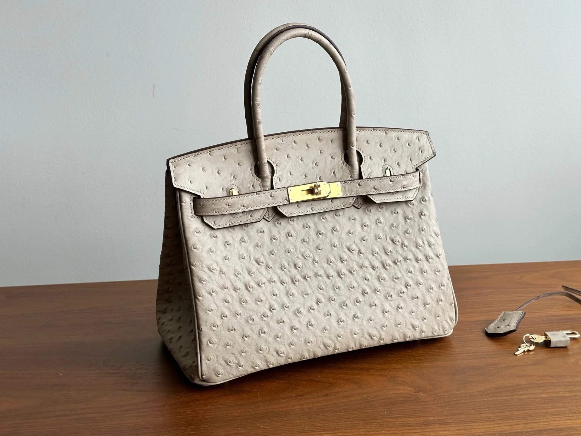 H Birkin 30 Beige Ostrich Pattern Gold Hardware Secondary image