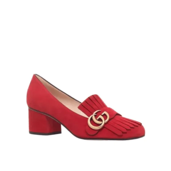 Gucci Marmont Fringe Suede 55Mm Loafer Red From Neiman Marcus Main image